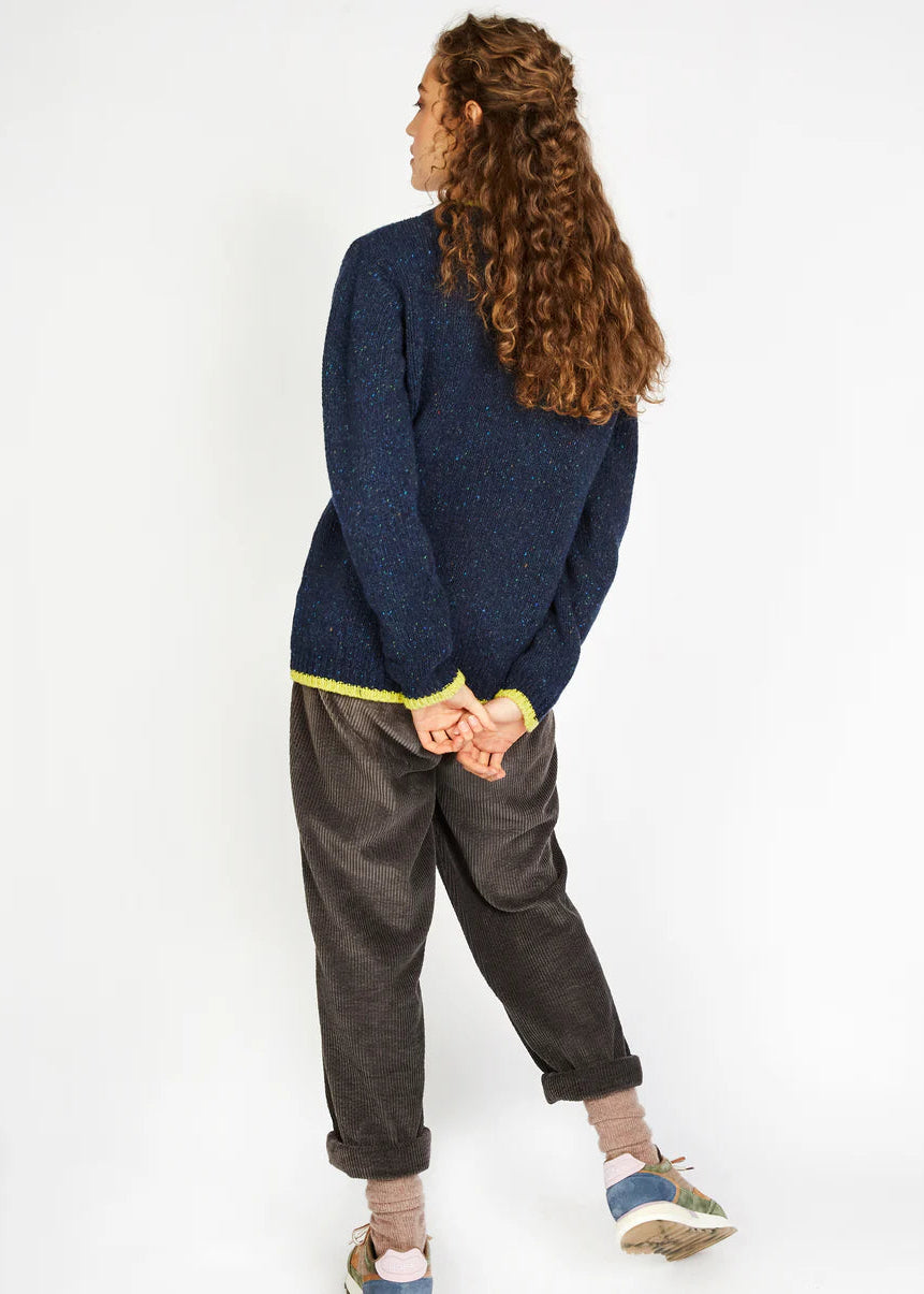 Slaney Crew Neck Sweater - Wool Cashmere Blend | Rich Navy