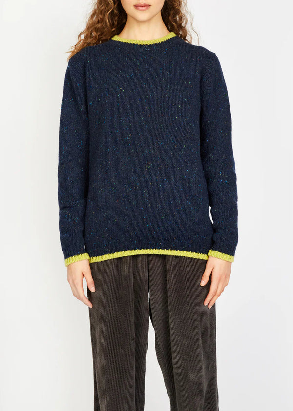 Slaney Crew Neck Sweater - Wool Cashmere Blend | Rich Navy