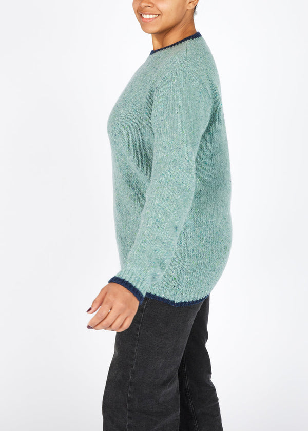 Slaney Crew Neck Sweater - Wool Cashmere Blend | Ocean Mist