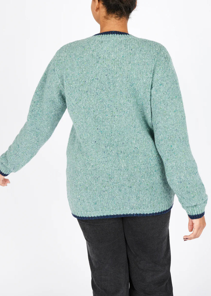Slaney Crew Neck Sweater - Wool Cashmere Blend | Ocean Mist