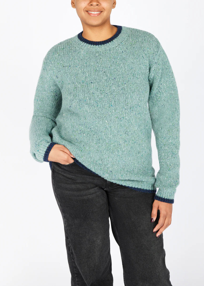 Slaney Crew Neck Sweater - Wool Cashmere Blend | Ocean Mist