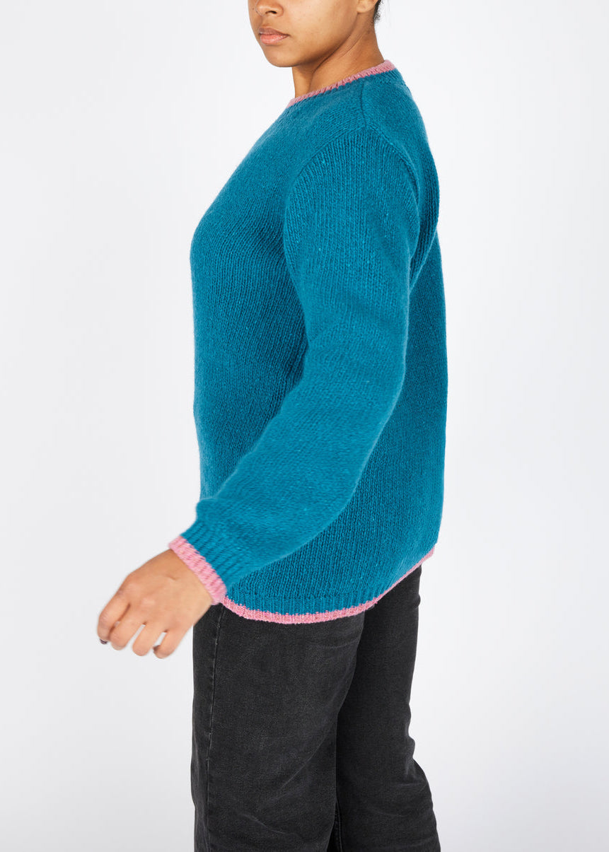 Slaney Crew Neck Sweater - Wool Cashmere Blend | Teal Harbour