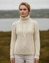 IrelandsEye Polo Neck Aran Sweater | Natural