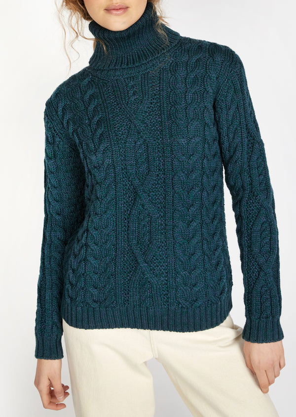 IrelandsEye Polo Neck Aran Sweater | Atlantic