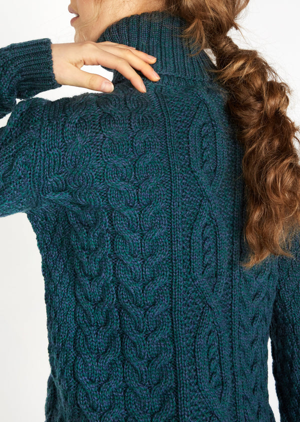 IrelandsEye Polo Neck Aran Sweater | Atlantic