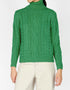 IrelandsEye Polo Neck Aran Sweater | Green Marl