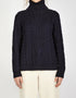 IrelandsEye Damen-Aran-Pullover mit Rollkragen | Marineblau