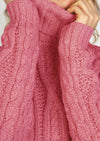 IrelandsEye Polo Neck Aran Sweater | Rosa Pink