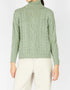 IrelandsEye Polo Neck Aran Sweater | Sage Marl