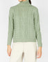 Juniper Aran Polo Neck Sweater | 100% Merino Wool | Sage Marl