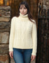 IrelandsEye Polo Neck Aran Sweater | Natural