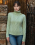 IrelandsEye Polo Neck Aran Sweater | Sage Marl