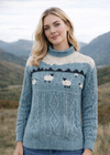 Unisex Pure Wool Sheep Aran Sweater | Summer Storm