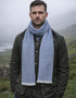 Mucros Blue Herringbone Donegal Wool Scarf | Men's Irish Luxury Scarf
