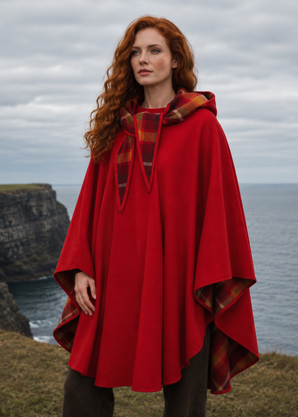 Jimmy Hourihan Classic Red Wool Walking Cape (No Pockets)
