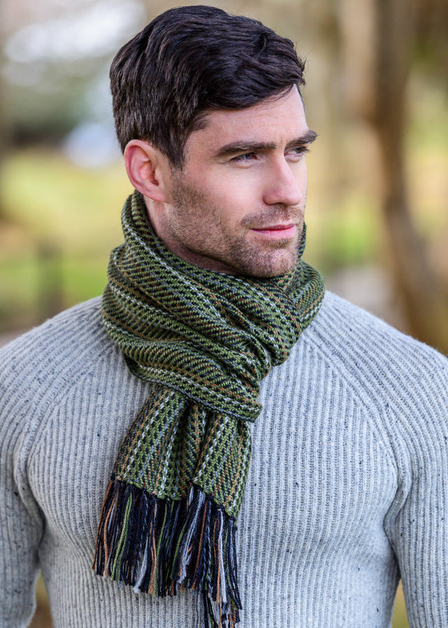 Mucros Alpaca Scarf Green Mix | Irish Made Luxury Wool Scarf