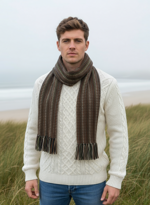 Mucros Alpaca Scarf | Brown Green