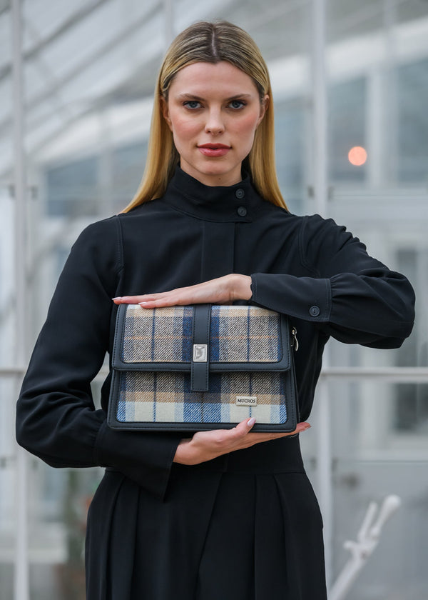 Mucros Aoife Bag | Blue Beige Check