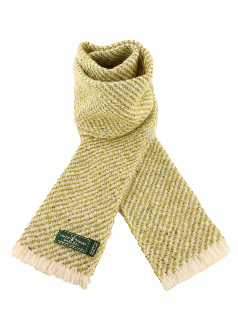 Mucros Aran Scarf | Merino Wool Alpaca Scarf | Lime Mix