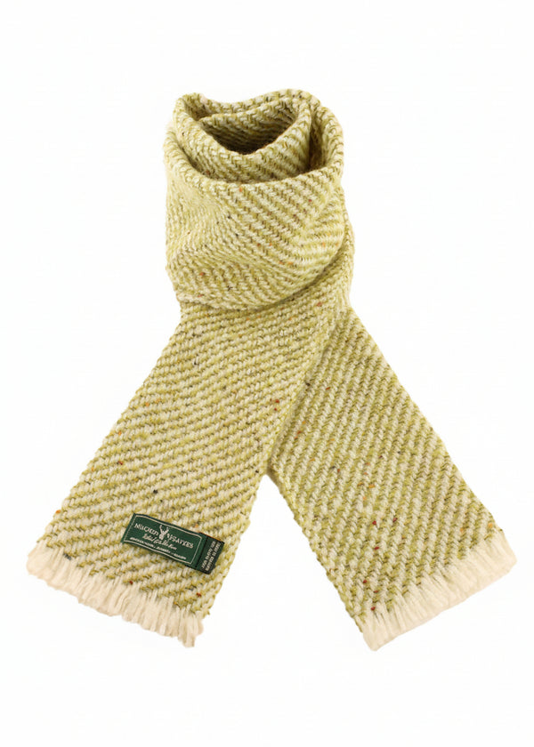 Mucros Aran Scarf | Merino Wool Alpaca Scarf | Lime Mix