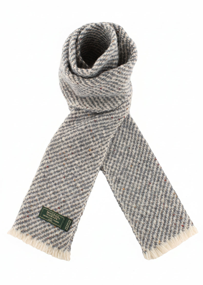 Mucros Aran Scarf | Merino Wool Alpaca Scarf | Denim Mix