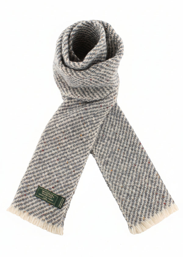 Mucros Aran Scarf | Merino Wool Alpaca Scarf | Denim Mix