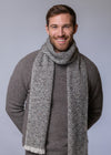 Mucros Aran Scarf | Merino Wool Alpaca Scarf | Grey Fleck