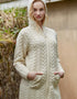 Irish Aran Hooded Cardigan | Natural Cream | 100% Merino Wool | Celtic Knot Zipper