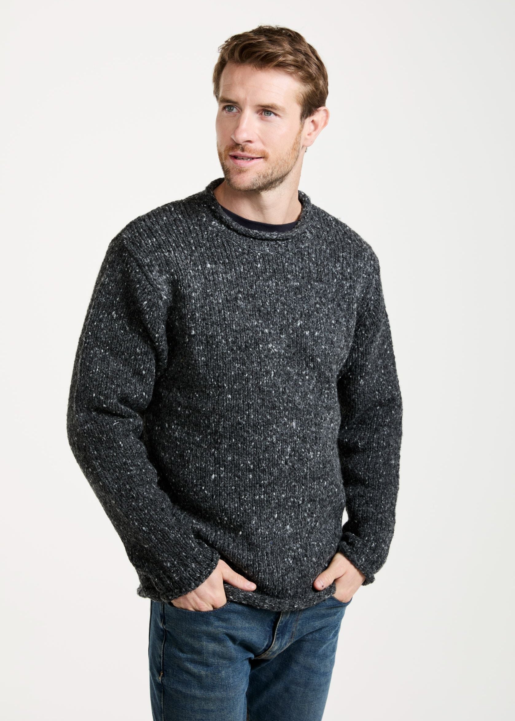 Raheen Tweed Roll Neck Mens Sweater 