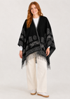 Aran 100% Wool Reversible Celtic Shawl – Black Grey