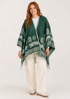 Aran 100% Wool Reversible Celtic Shawl | Sage Green