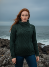 Aran Bikers Claddagh Side Zip Cardigan | Army Green