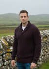 Aran Bunratty Shawl Collar Sweater | 100% Merino Wool | Damson