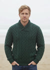 Aran Bunratty Shawl Collar Sweater | Green