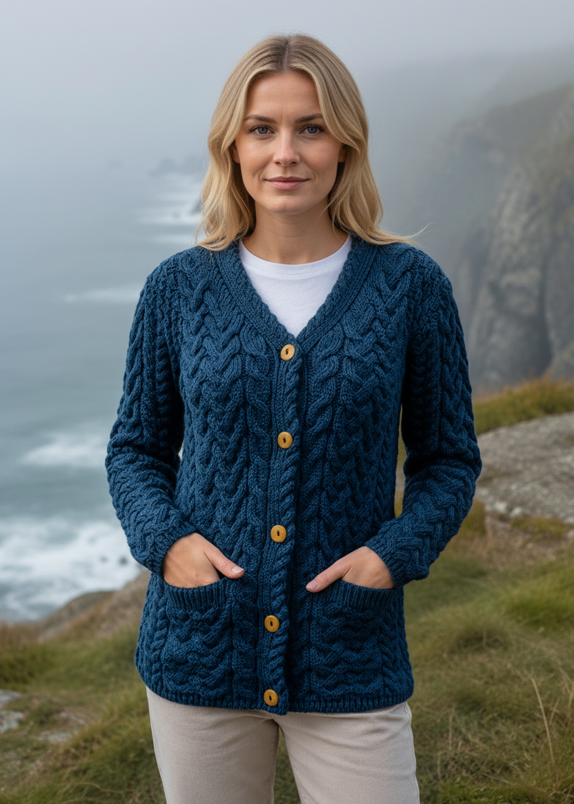 Aran Button-Up Cable Knit Cardigan | Atlantic - Clearance
