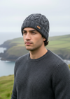 Aran Cable Knit Turnup Hat - Charcoal