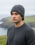 Aran Cable Knit Turnup Hat - Charcoal
