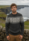 Aran Celtic Design Cable Knit Sweater | Army Green