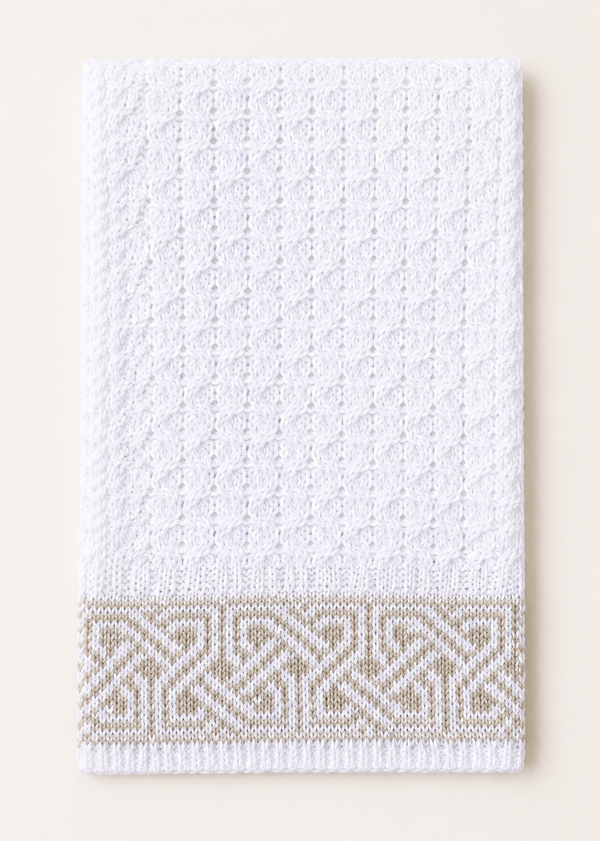 Aran Celtic Design Merino Wool Scarf | Natural