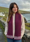 Aran Celtic Design Merino Wool Scarf | Raspberry Marl