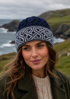 Aran Celtic Design Wool Hat | Deep Water Blue