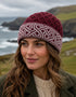 Aran Celtic Design Wool Hat | Raspberry Marl