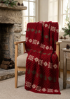 Aran Christmas Merino Wool Throw | Red