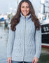 Aran Claddagh Zip Cardigan | 100% Merino Wool | Sky Blue