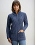 Aran Claddagh Zip Cardigan | Denim Marl