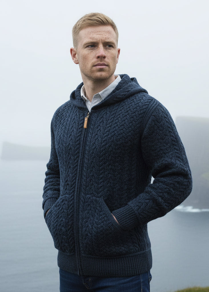 Aran Crafts Men’s Hooded Cardigan