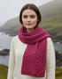 Aran Crafts Merino Wool Heart Scarf | Magenta | Irish Knitwear