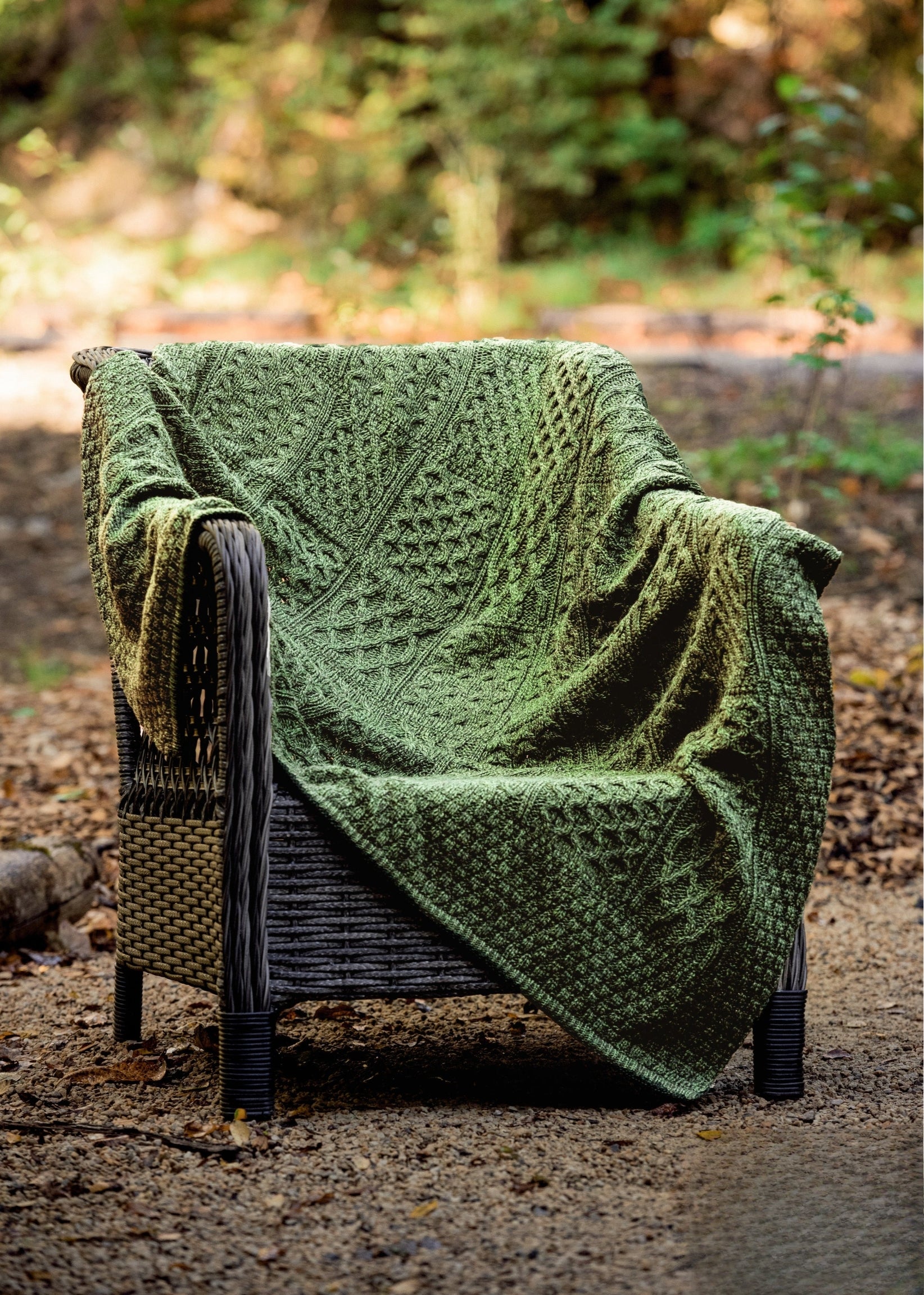 Aran Crafts Merino Patchwork Throw | Green