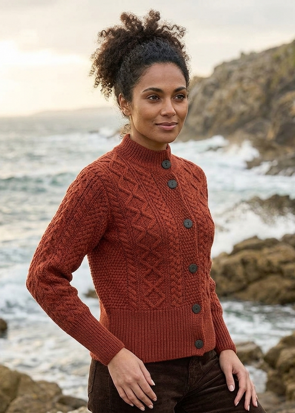 Aran Crafts Merino Wool Short Cardigan | Sienna