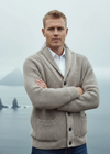 Aran Crafts Ribbed Gents Cardigan | Oatmeal